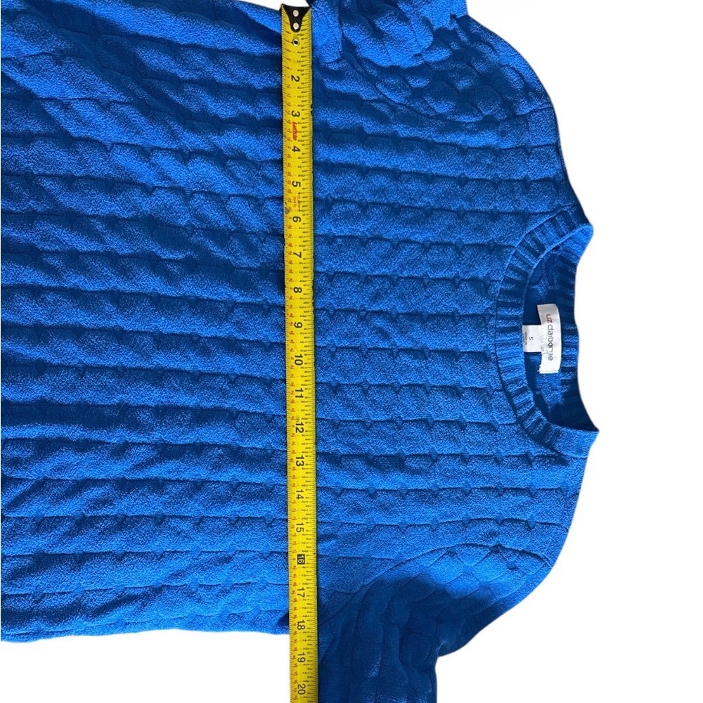 Women's Liz Claiborne Blue Textured Crew Neck Sweater S like new - Picture 10 of 13